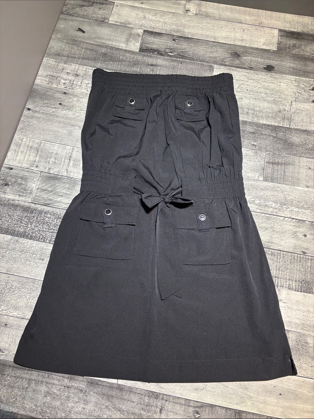 Black Women's Drawstring Utility Tube Dress